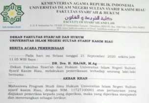 Mahasiswa UIN Suska Di-BAP Dekan, Saya Menunggu Surat Pemberhentian Saya sebagai Mahasiswa