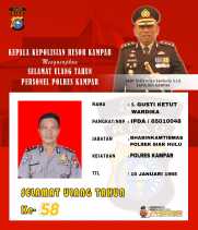 Kapolres Kampar Ucapkan Selamat Ultah Ke-58 Kepada Ipda IG.Ketut Wardika