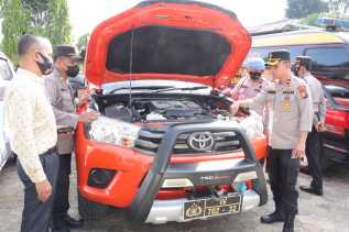 Kapolres Kampar Gelar Pemeriksaan dan Pengecekan Ranmor R2, R4 dan R6 Dinas Polri