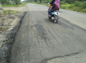 Baru Sepekan, Jalan Lintas Siak-Pakning Rusak Lagi
