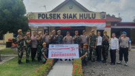 Sempena HUT Bhayangkara ke-77, Kapolsek Siak Hulu Terima Kunjungan Danyon Arhanudse 13/PBY