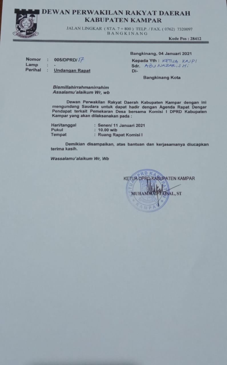 Pagi Ini Komisi 1 DPRD Kampar Gelar Rapat Pemekaran Desa Pagi Ini Komisi 1 DPRD Kampar Gelar Rapat Pemekaran Desai