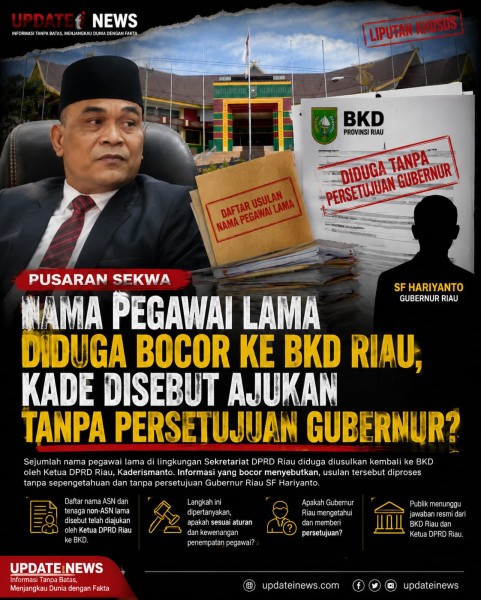  Dugaan Pengusulan Pegawai Lama ke BKD Tanpa Persetujuan Gubernur, Langkah Kaderismanto Dipertanyakan  
