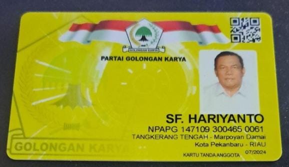 Beredar KTA Golkar SF Hariyanto, Dukungan Kian Solid untuk Maju sebagai Ketua Golkar Riau Beredar KTA Golkar SF Hariyanto, Dukungan Kian Solid untuk Maju sebagai Ketua Golkar Riaui