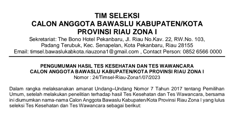 Selamat, 10 Kandidat ini Akan Ikuti Uji Kelayakan dan Kepatutan Calon Anggota Bawaslu Kampar Selamat, 10 Kandidat ini Akan Ikuti Uji Kelayakan dan Kepatutan Calon Anggota Bawaslu Kampari