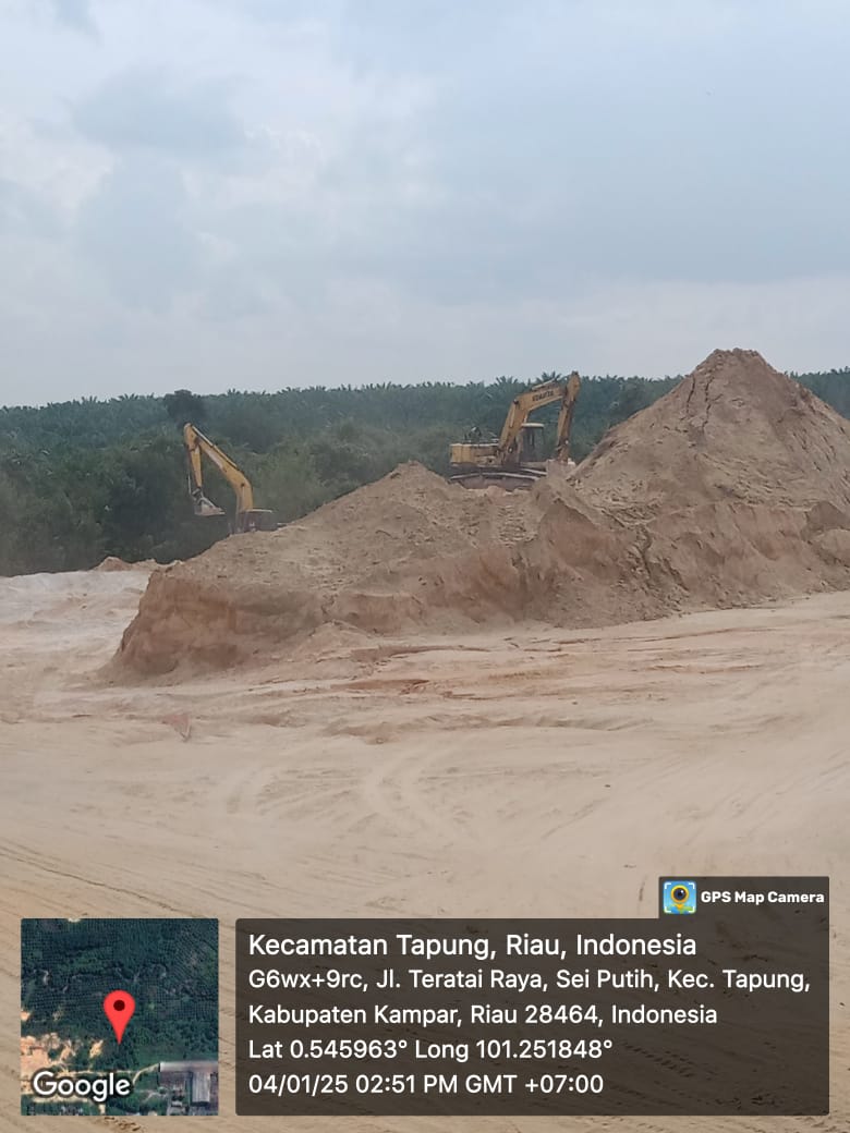 Galian C Ilegal di Jl. Teratai Raya Tapung, UU Lingkungan Hidup Dilanggar, Kepala Desa dan Camat Diduga Terima Upetii