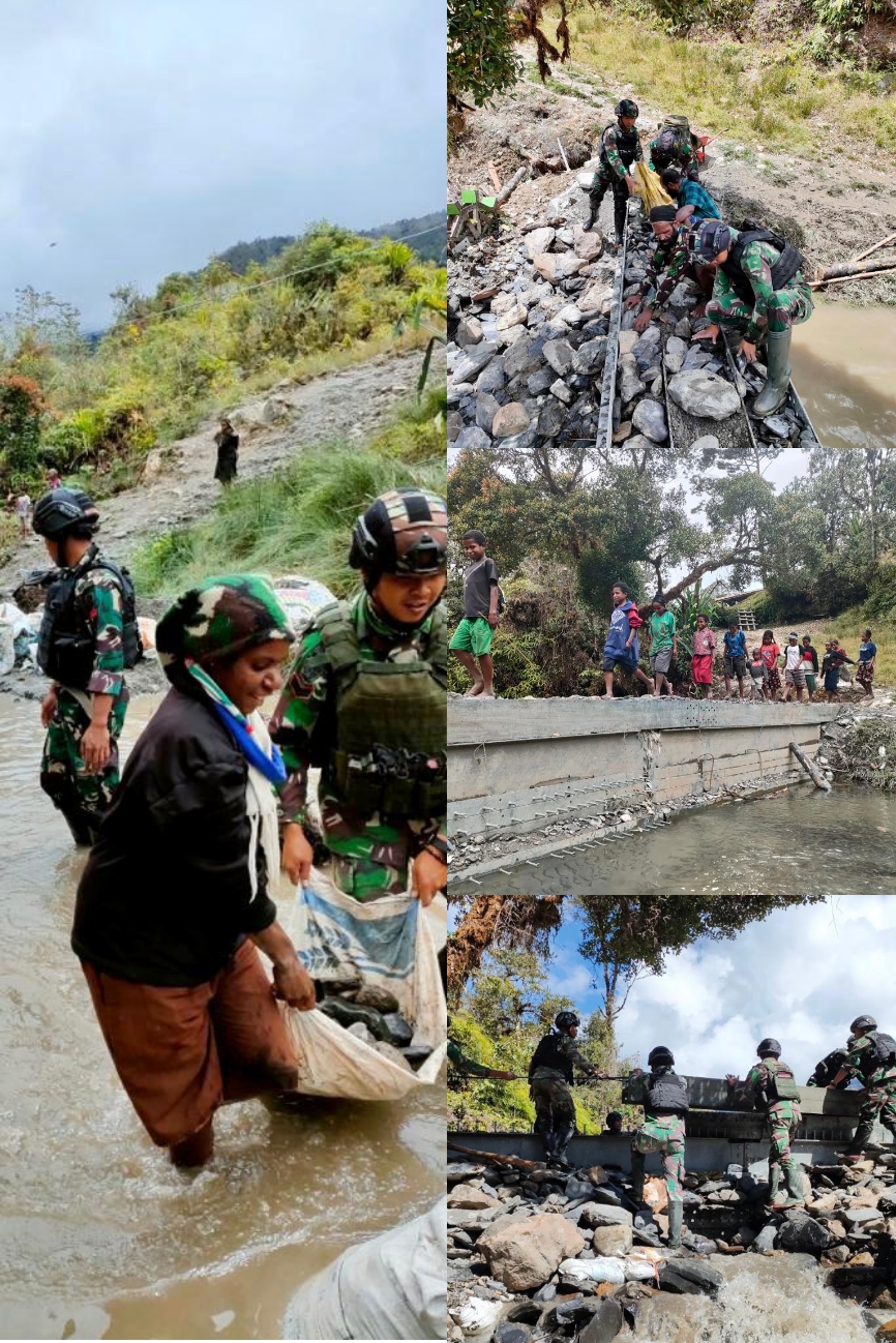 Menyambung Asa Wujudkan Cita! Satgas Kostrad Perbaiki Jembatan di Papua Menyambung Asa Wujudkan Cita! Satgas Kostrad Perbaiki Jembatan di Papuai