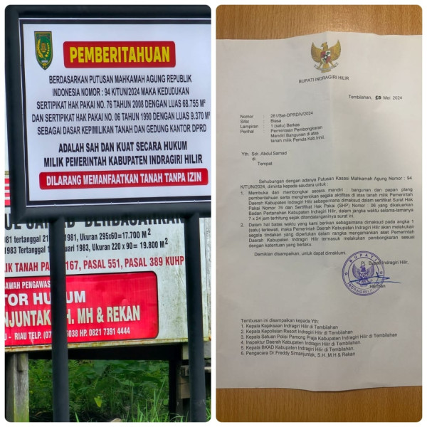 SURAT BUPATI KAB. INHIL DINILAI SEBAGAI BENTUK AROGANSI KEKUASAAN DAN PERBUATAN MELAWAN HUKUM SURAT BUPATI KAB. INHIL DINILAI SEBAGAI BENTUK AROGANSI KEKUASAAN DAN PERBUATAN MELAWAN HUKUMi
