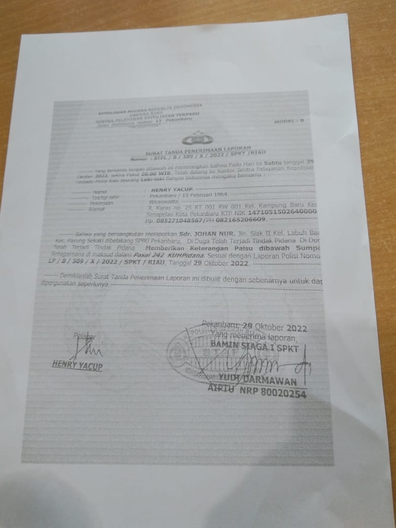 Wow, Eks Lurah Labuh Baru Timur Dilaporkan ke Polda Riau Wow, Eks Lurah Labuh Baru Timur Dilaporkan ke Polda Riaui