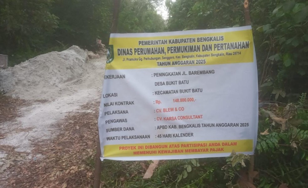 Proyek Jalan APBD Rp148,8 Juta di Bengkalis Molor, Indikasi Kelalaian hingga Dugaan Korupsi Mencuat