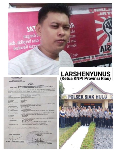 KNPI Riau Soroti Penanganan Perkara Penggelapan di Polsek Siak Hului