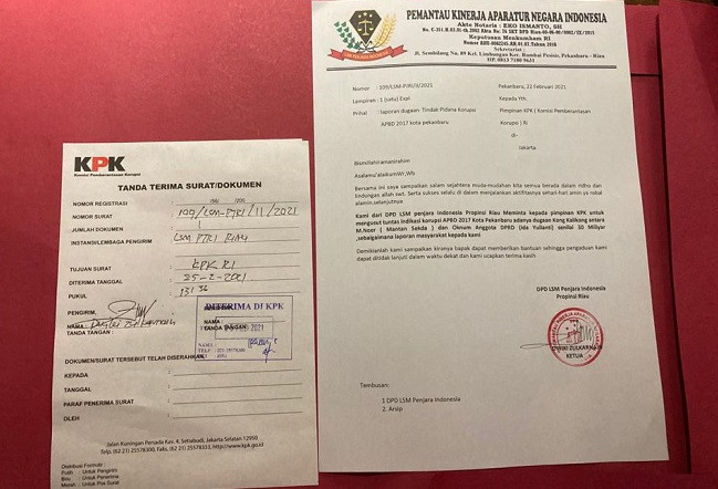 Mantan Sekda dan Oknum Anggota Kota DPRD Pekanbaru Dilaporkan ke KPK Mantan Sekda dan Oknum Anggota Kota DPRD Pekanbaru Dilaporkan ke KPKi