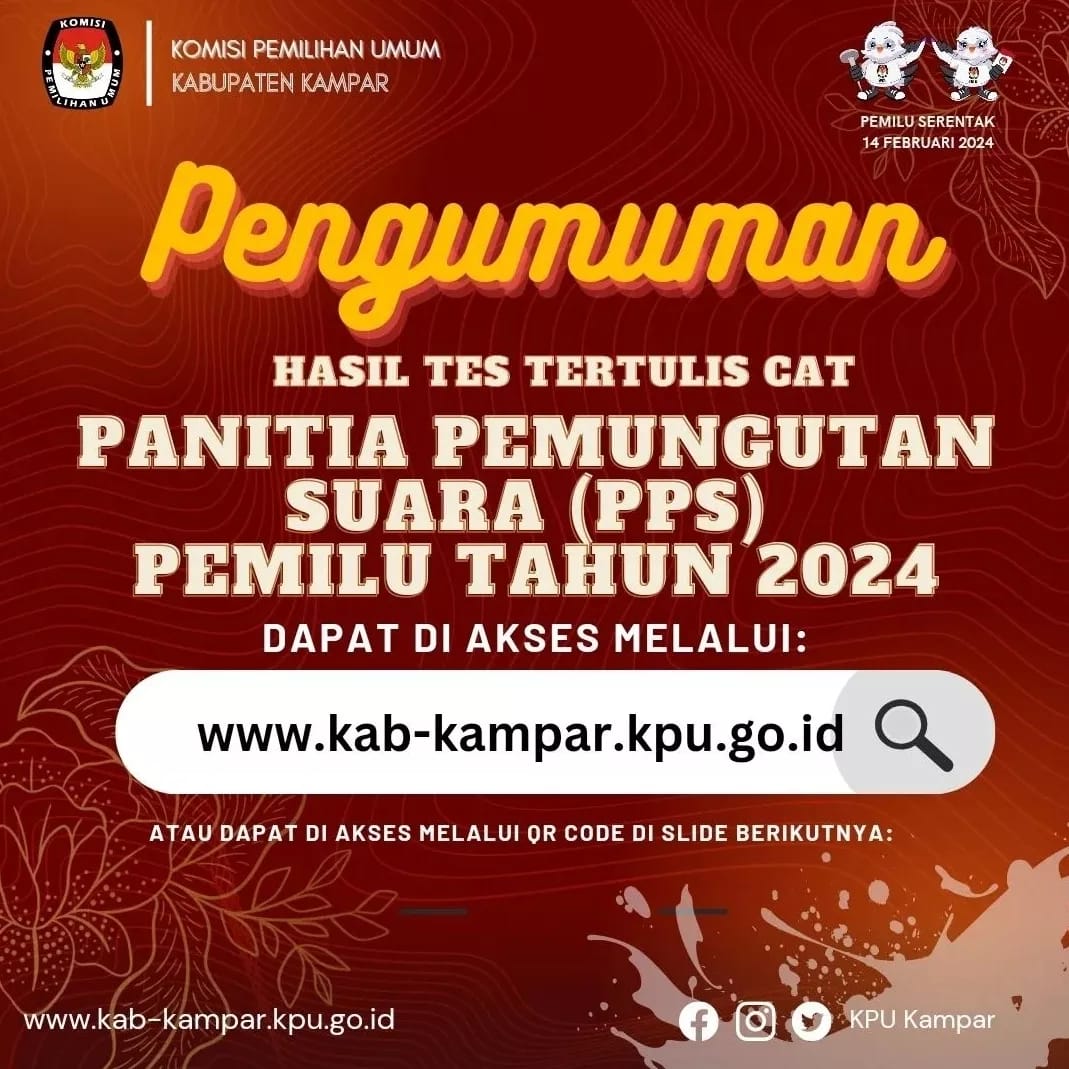 KPU Kampar Umumkan Hasil Seleksi Tertulis Calon Anggota PPS, ini Tahapan Selanjutnya KPU Kampar Umumkan Hasil Seleksi Tertulis Calon Anggota PPS, ini Tahapan Selanjutnyai