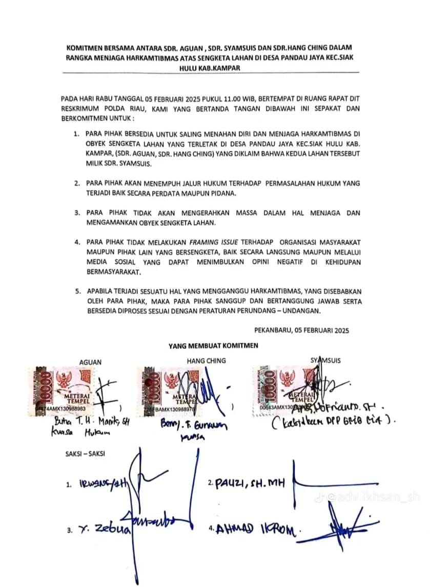 Sengketa Tanah yang Melibatkan 2 Ormas Grib Jaya vs PP di Pandau Jaya Dinyatakan 'SELESAI' Sengketa Tanah yang Melibatkan 2 Ormas Grib Jaya vs PP di Pandau Jaya Dinyatakan 'SELESAI'i