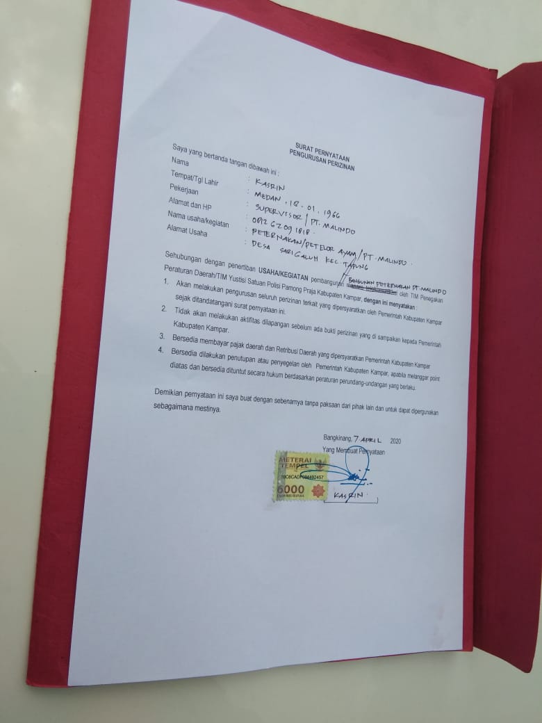 Perusaahan yang Diduga 'Menjebak' OTT Kepala Desa di Kampar Ternyata Ilegal Perusaahan yang Diduga 'Menjebak' OTT Kepala Desa di Kampar Ternyata Ilegal i