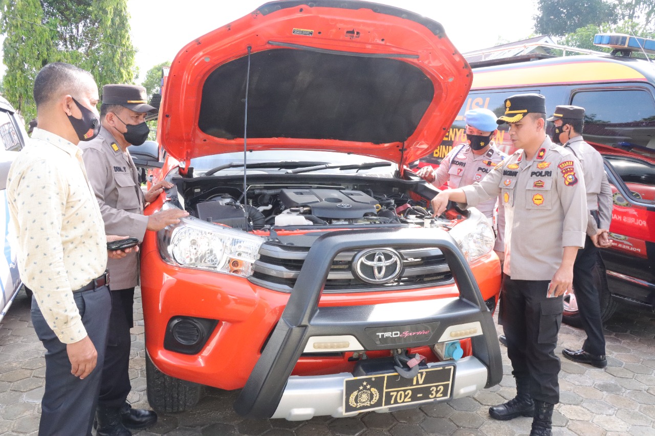 Kapolres Kampar Gelar Pemeriksaan dan Pengecekan Ranmor R2, R4 dan R6 Dinas Polri