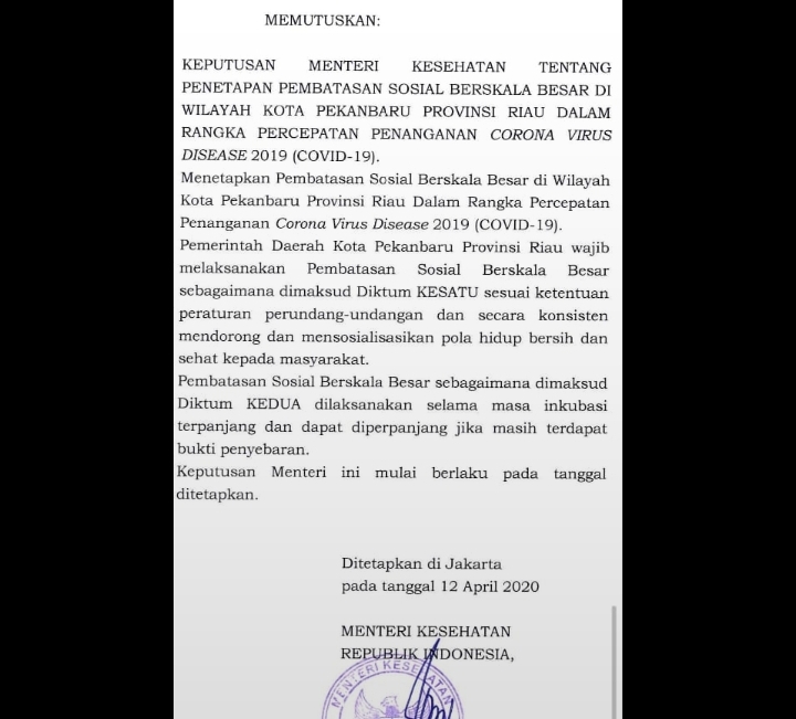Pemko Siapkan Perwako Pelaksanaan PSBB Pekanbaru Pemko Siapkan Perwako Pelaksanaan PSBB Pekanbarui