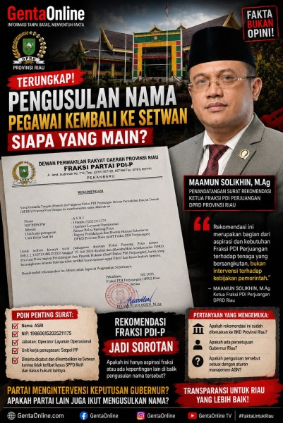 SURAT REKOMENDASI PEGAWAI LAMA BEREDAR, PUSARAN SEKWAN RIAU MEMANAS: ADAKAH INTERVENSI POLITIK DI BALIK PENATAAN ASN?i