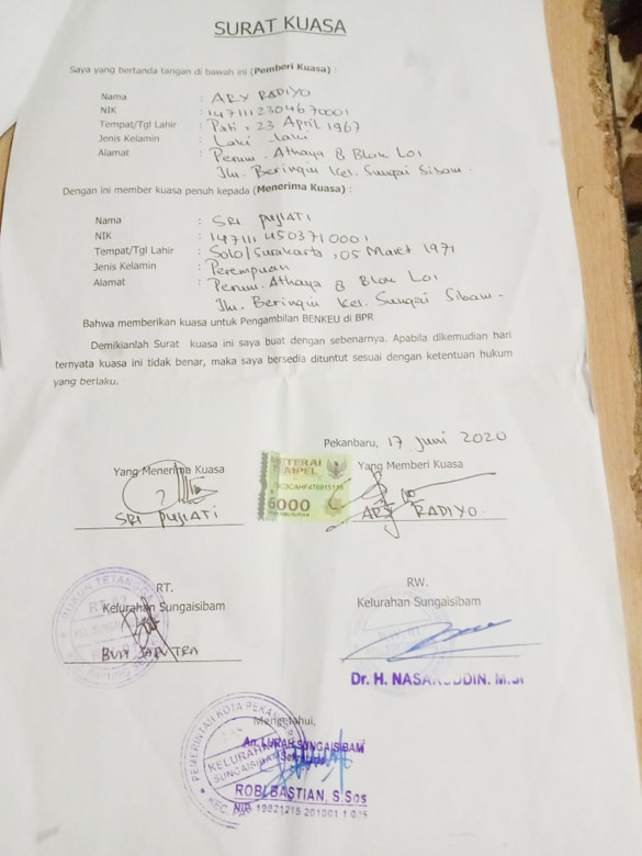 Sudah Bawa Surat Kuasa untuk Ambil BLT, Tetap Ditolak BPR Pekanbaru Sudah Bawa Surat Kuasa untuk Ambil BLT, Tetap Ditolak BPR Pekanbarui