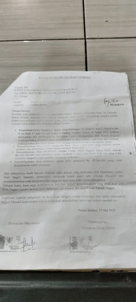Instruksi Kejati Sumbar 'Dicuekin', Kasus Dugaan Korupsi Wali Nagari Mandeh di Kejari Pessel Mandek Hampir Satu Tahun  ?i