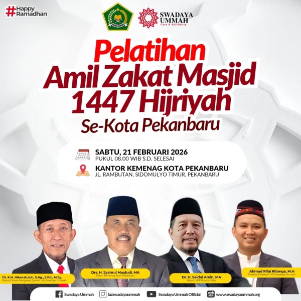 LAZ Swadaya Ummah, Taja Pelatihan Amil Zakat Masjid Se Kota Pekanbaru