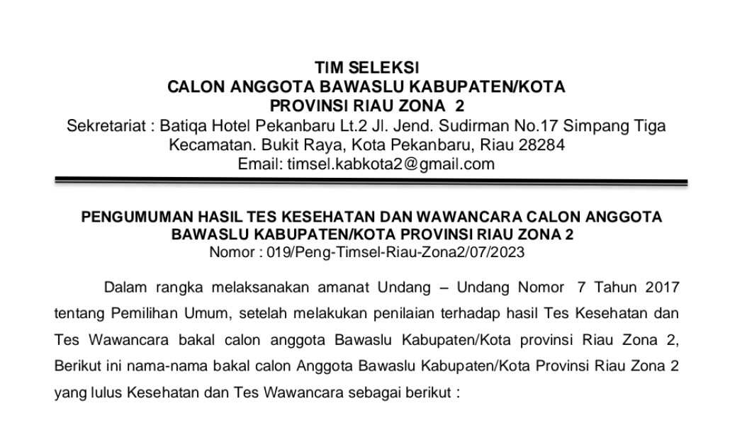 Selamat, Berikut Nama 10 Besar Kandidat Bawaslu Riau Zona 2 Selamat, Berikut Nama 10 Besar Kandidat Bawaslu Riau Zona 2i