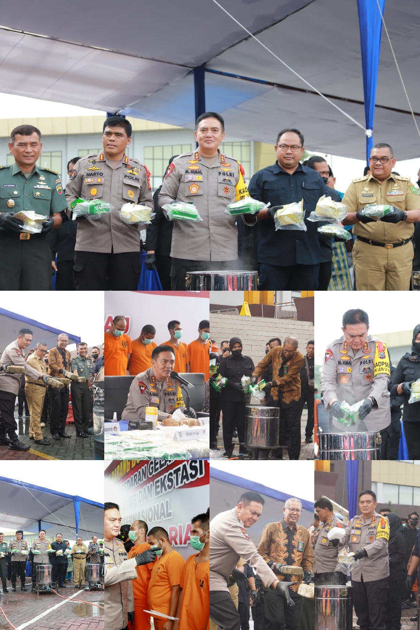 Polda Riau Musnahkan Barang Bukti Narkoba, Irjen Iqbal Tegaskan Tidak Akan Berhenti Berantas Polda Riau Musnahkan Barang Bukti Narkoba, Irjen Iqbal Tegaskan Tidak Akan Berhenti Berantasi