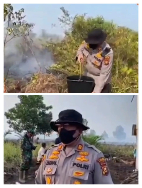 Kapolsek Siak Hulu AKP Zainal Arifin, SH, MH, Pimpin langsung Pemadaman Karlahut yang terjadi di Desa Buluh Cina Kapolsek Siak Hulu AKP Zainal Arifin, SH, MH, Pimpin langsung Pemadaman Karlahut yang terjadi di Desa Buluh Cinai