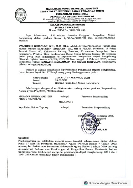 Tindakan Sewenang-wenang Polsek Tapung Digugat Praperadilan