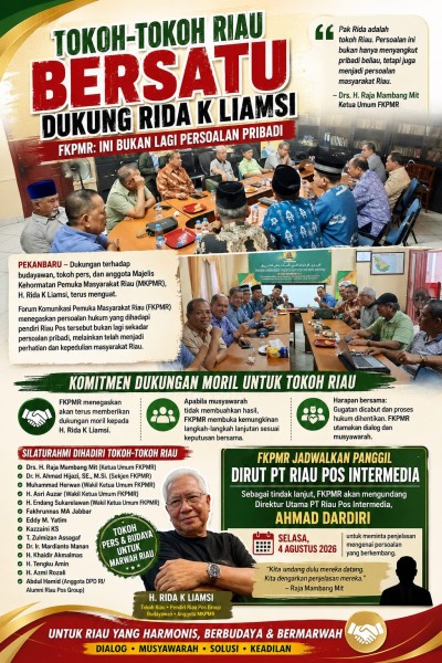 Tokoh-Tokoh Riau Bersatu Dukung Rida K Liamsi, FKPMR: Ini Bukan Lagi Persoalan Pribadi