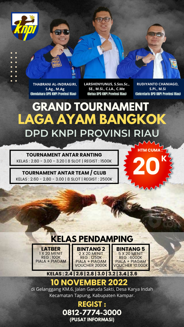 Riau Heboh Isu Laga Ayam Bangkok, Ketua KNPI: Perintah Bang Ketum, Segera Kami Batalkan! Riau Heboh Isu Laga Ayam Bangkok, Ketua KNPI: Perintah Bang Ketum, Segera Kami Batalkan!i