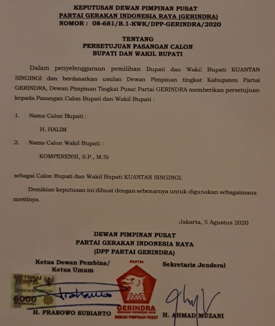 3 Kandidat Bupati dan Wakil Bupati Rohul Mendaftar di Hari Berbeda ke KPU